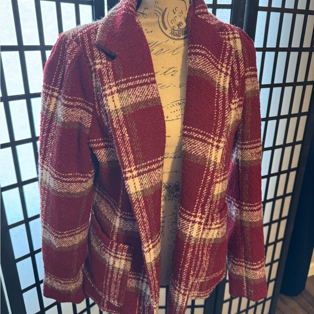 Plaid Red tweed Women's Jacket